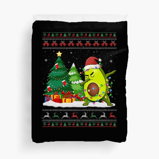 Dabbing Avocado Lover Vegan Santa Hat Ugly Duvet Covers
