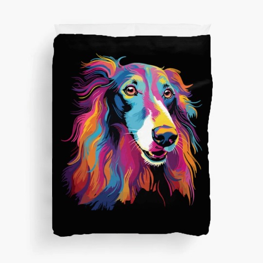 Watercolor Colorful Russian Greyhound Duvet Covers
