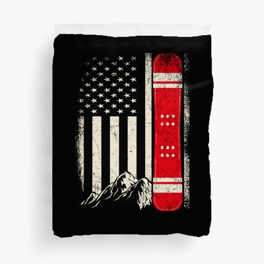 Snowboarding 4th of July Distressed USA Flag Duvet Covers