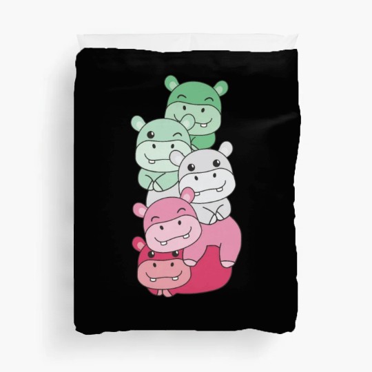 Abrossexual Flag Pride Lgbtq Cute Hippo Duvet Covers
