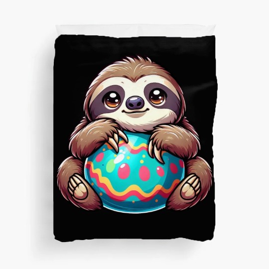 Easter Sloth: Embrace and Easter Egg Duvet Covers