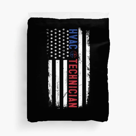 HVAC Technician US American Flag HVAC Mechanic Duvet Covers