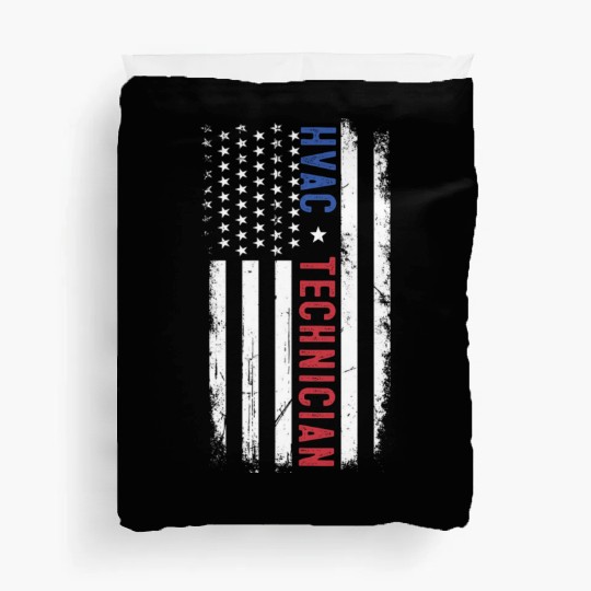 HVAC Technician US American Flag HVAC Mechanic Duvet Covers
