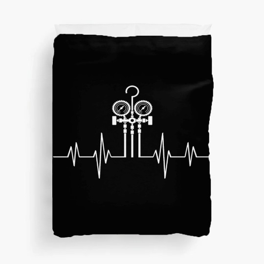 HVAC Love EKG Line Heartbeat HVAC Technician HVAC Duvet Covers