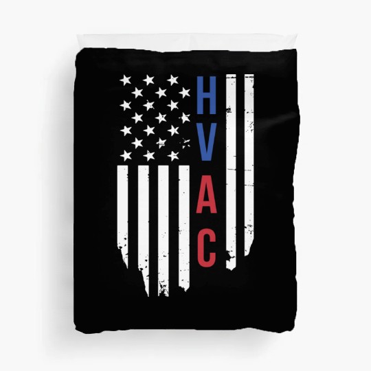 HVAC Technician US American Flag HVAC Mechanic Duvet Covers