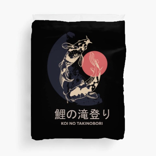 Sunrise Ascent: Twin Koi Journey Duvet Covers