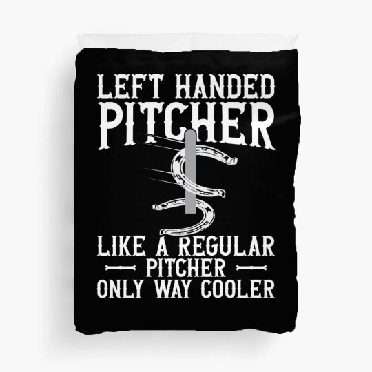 Left Hander Pitcher Horseshoe Pitching Duvet Covers