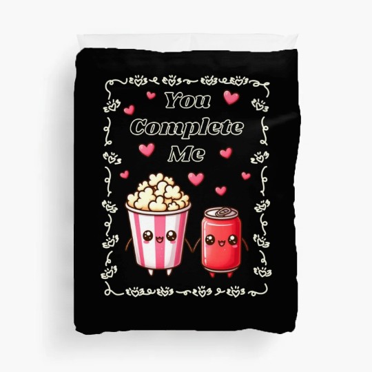 You Complete Me a cute kawaii-style popcorn cola Duvet Covers