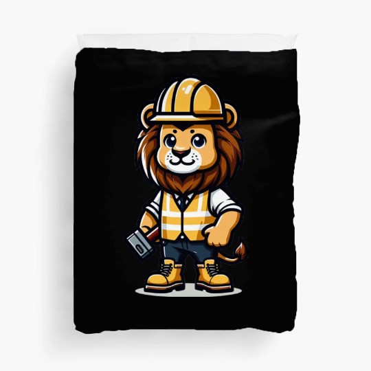 Cute Lion Construction Worker Duvet Covers