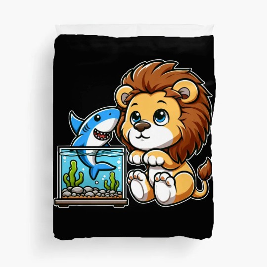 Lion in Aquarium: Fish & Shark Duvet Covers