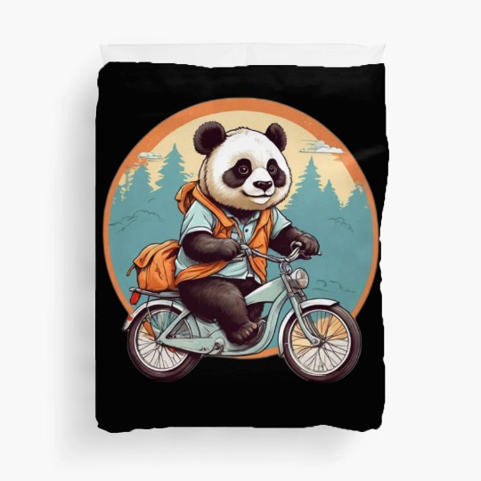Panda Riding Bicycle Duvet Covers