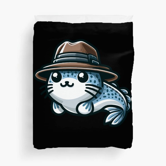 Stylish Catfish with Hat Duvet Covers