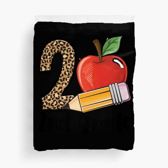 2Nd Grade Leopard Print Back To School Teacher Stu Duvet Covers