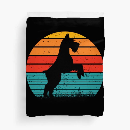 Schnauzer Dog Sunset Duvet Covers
