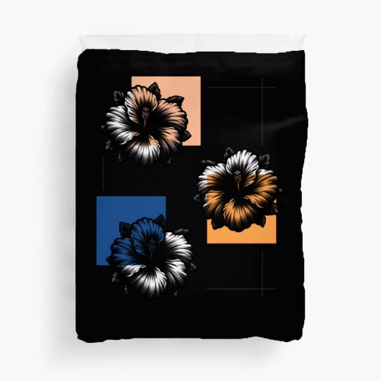 Abstract Risograph hibiscus Duvet Covers