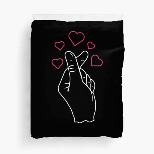 K-Pop Love K-Drama Korean Finger Heart Duvet Covers