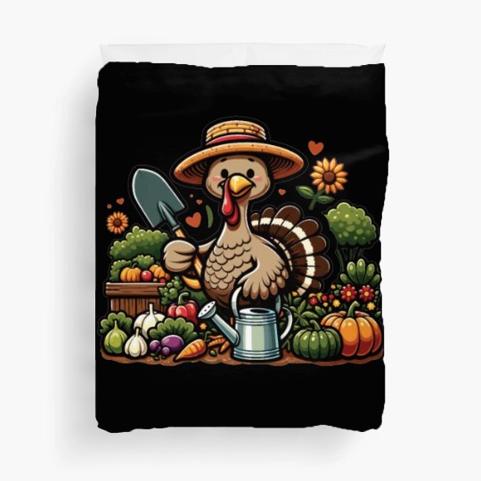 Thanksgiving Garden Turkey Gardener Vegetable Duvet Covers