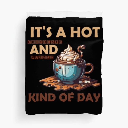 hot chocolate and puzzle kind of day Vintage retro Duvet Covers