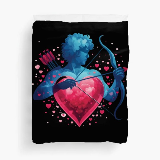 Valentine's Day: Cupid with a love arrow and heart Duvet Covers
