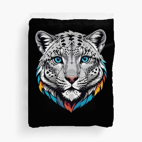 Majestic Snow Leopard Portrait - Exotic Wildlife Duvet Covers