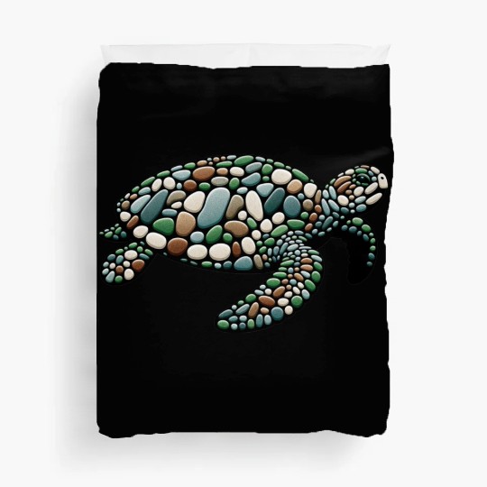 Serenity Swim - Stone Mosaic Sea Turtle Duvet Covers