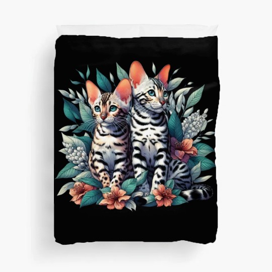 Bengal Kittens Snow Asian Cats Duvet Covers