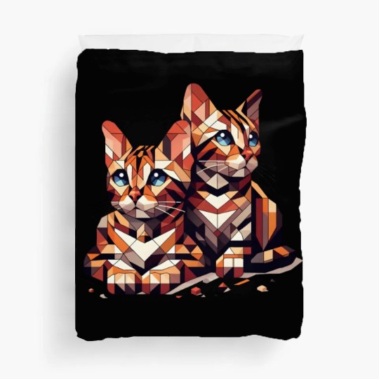 Bengal Kittens Geometric Shape Duvet Covers