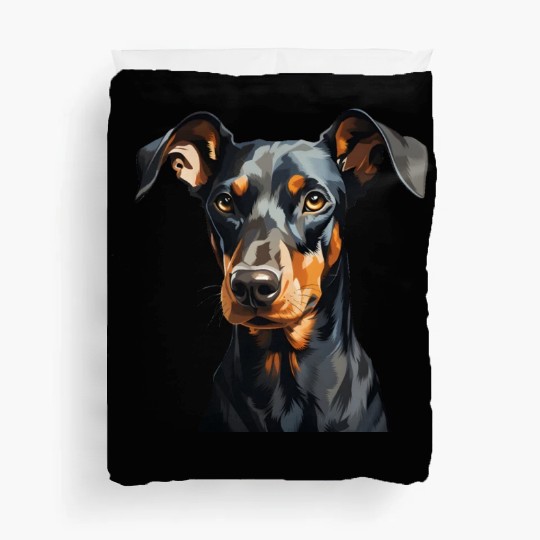 Doberman natural ears Duvet Covers