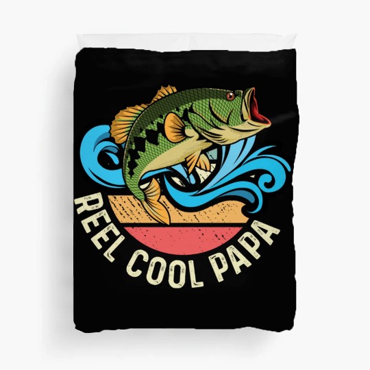 Reel Cool Papa Fishing Captain Gift Duvet Covers