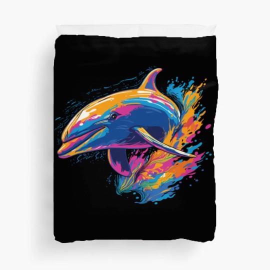 Watercolor Colorful Dolphin Colorful Animals Duvet Covers