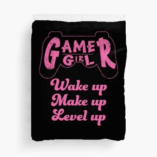 Gamer Girl Wake Up Make Up Level Up Duvet Covers