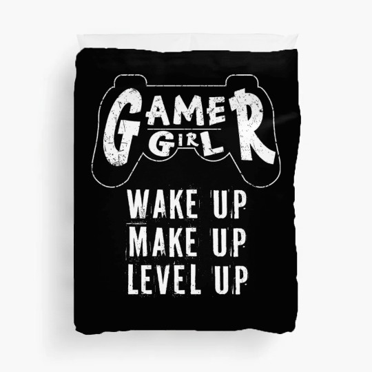 Gamer Girl Wake Up Make Up Level Up Duvet Covers