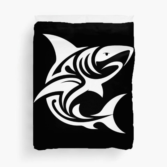 Tribal Tiger Shark Style Diver Fan Tattoo Duvet Covers