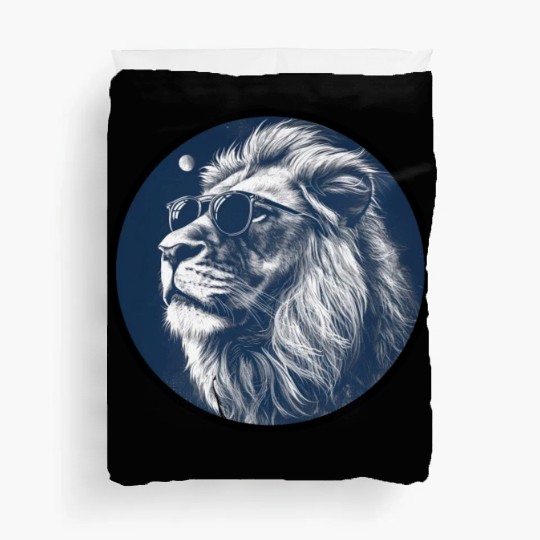 Lion with sunglasses 2 Duvet Covers