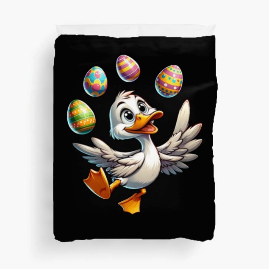 Easter Duck Juggling Eggs, Artistic Drake Duvet Covers