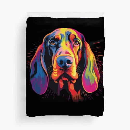 Watercolor Colorful Black And Tan Coonhound Duvet Covers
