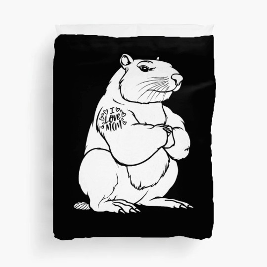 Capybara Biceps Tattoo I Love Mom Duvet Covers