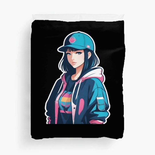 Japanese anime girl Duvet Covers