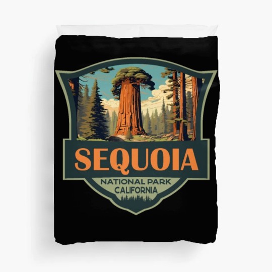 Sequoia National Park Illustration Travel Retro Duvet Covers