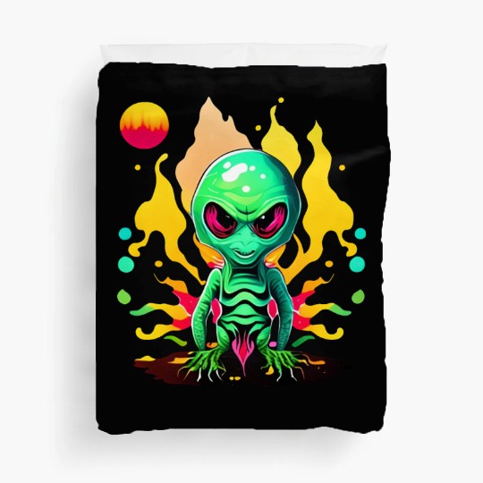 Green Alien Design Duvet Covers