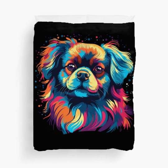 Watercolor Colorful Tibetan Spaniel Duvet Covers