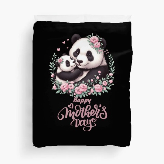 Happy Mother's Day Floral Wreath Mum Panda Duvet Covers