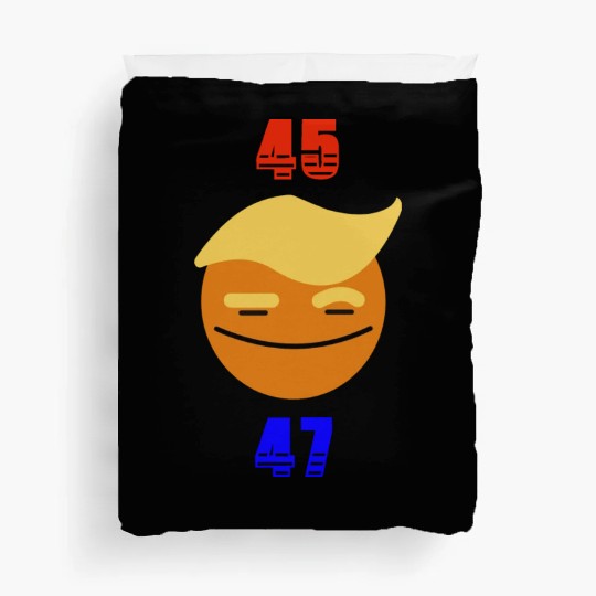 Support Donald J. Trump. 45 47 Trump Smile Face. Duvet Covers
