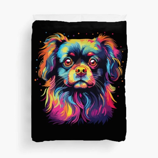 Watercolor Colorful Tibetan Spaniel Duvet Covers