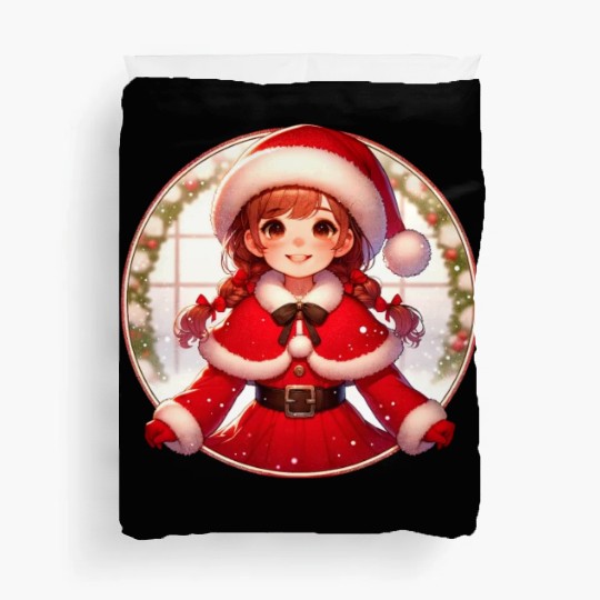 Santa Claus Girl Illustration Funny Christmas Duvet Covers