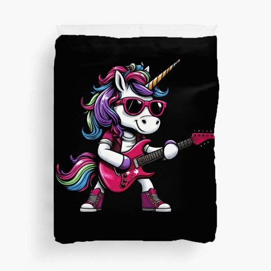 Unicorn Rock Metal Musician Guitar Design Duvet Covers