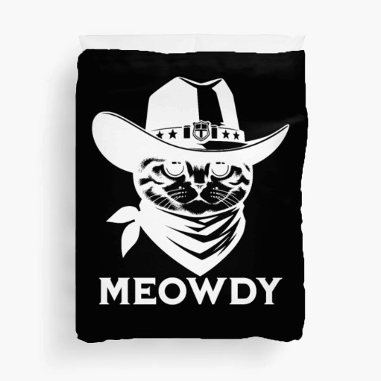 Cute Meowdy Cat Cowboy Pun Duvet Covers