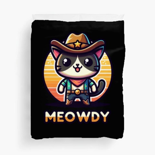 Cute Meowdy Cat Cowboy Pun Duvet Covers