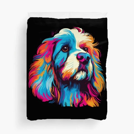 Watercolor Colorful Tibetan Spaniel Duvet Covers