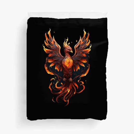 Fiery Phoenix Tattoo Design - Flight of Rebirth Duvet Covers